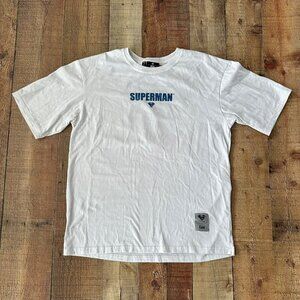 DC Mr. Lee Mens Superman short sleeve white graphic t-shirt tee -L
